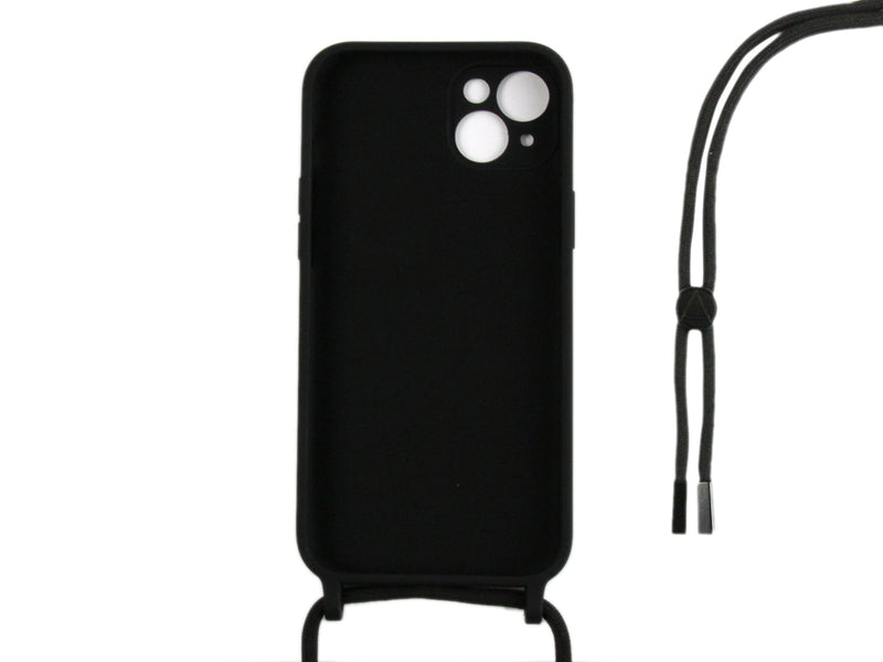 Rixus Pour iPhone 14 TPU Necklace Cord Cover Noir