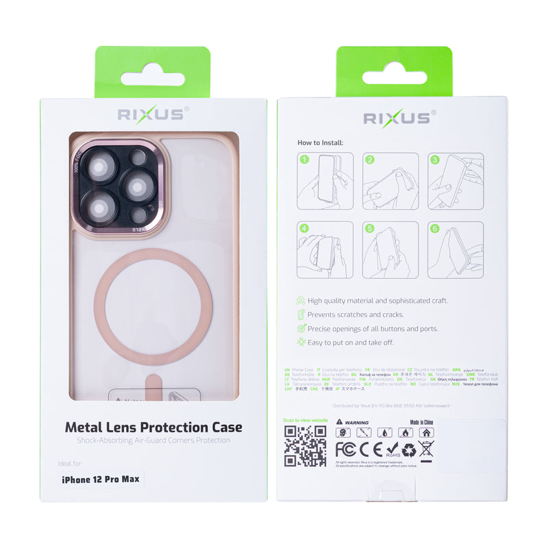 Coque Rixus Classic 04 avec MagSafe pour iPhone 12 Pro Max Rose