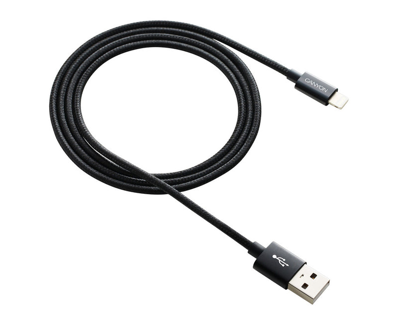 Canyon CFI-3 USB To Lightning Cable 5W 1Mtr Braided Black