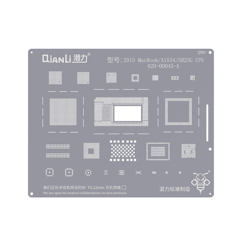 Qianli Pochoir bourdon pour MacBook 2015 / A1534 / SR23G CPU 820-00045-A (QS91)