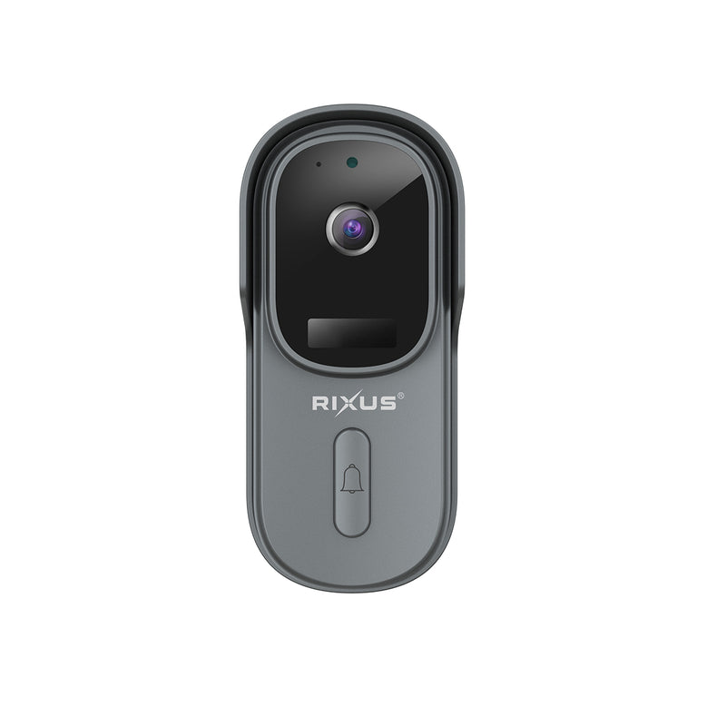 Rixus Wireless Battery Powered Doorbell With Camera Gray