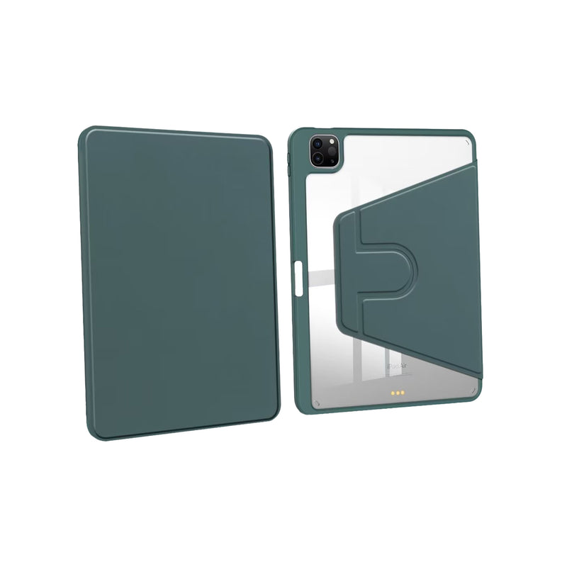 For iPad Air 4, Air 5 10.9", Pro 11 (2020, 2022) , Air 11" (2024) PU Leather Protective Case Midnight Green