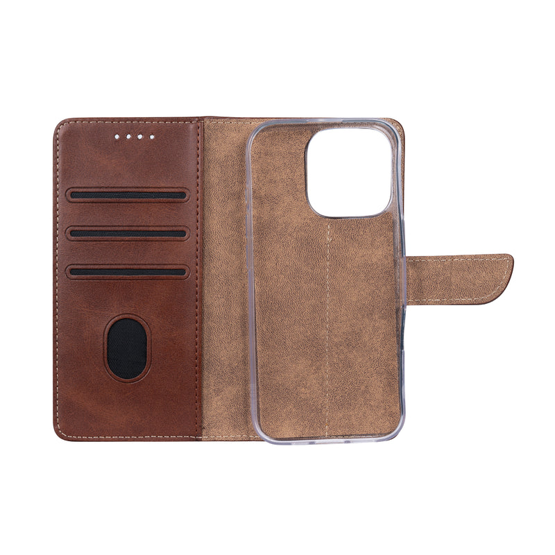 Rixus Bookcase For iPhone 16 Pro Max Brown