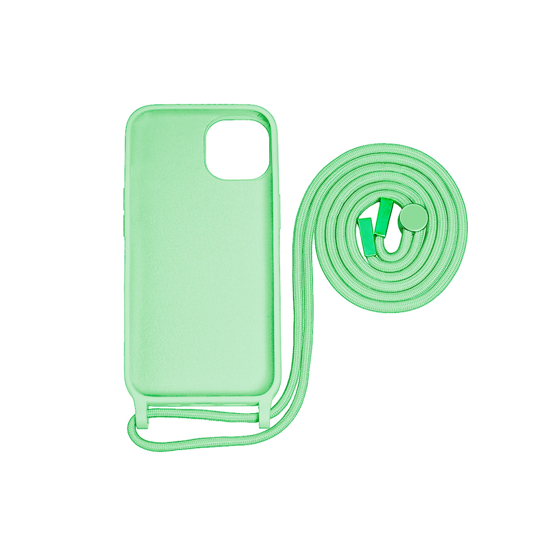 Rixus For iPhone 15 Pro TPU Necklace Cord Cover Matcha
