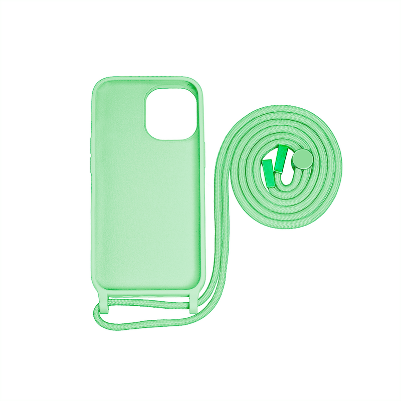 Rixus For iPhone 14 Plus TPU Necklace Cord Cover Matcha