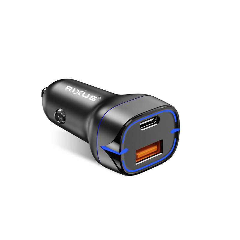 Rixus RXCC13 USB-C PD+QC3.0 Car Charger 18W Black