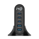 Rixus RX140 140W GaN Power Adapter With Digital Display Black