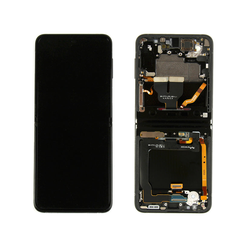 Samsung Galaxy Z Flip3 F711B Display And Digitizer With Frame Phantom Black Service Pack