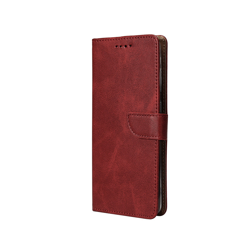 Rixus Bookcase For Samsung Galaxy S23 Ultra S918B Dark Red