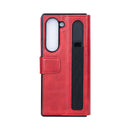 Rixus Wallet Case For Samsung Galaxy Z Fold 5 With Pen Holder Red