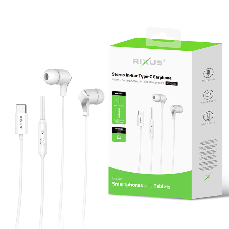 Rixus RXHD18C Stereo In-Ear Type-C Earphone