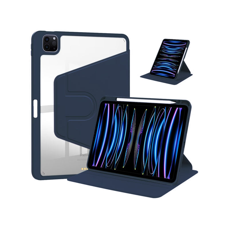 Para Funda protectora de cuero PU para iPad de 10,2", 10,5" azul oscuro