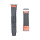 For Apple Watch 42mm, 44mm, 45mm, 49mmSilicone & Leather Band Alligator Grain Light Brown Retail Box