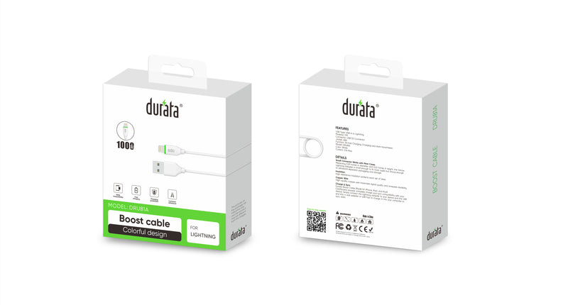 Durata Boost Data Cable Lightning 100cm Blanc DR-U81A