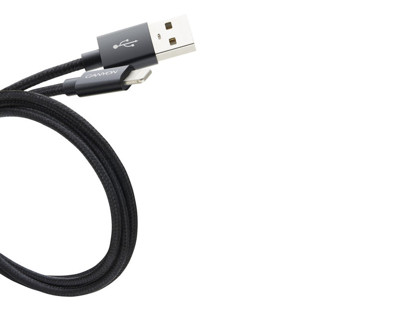 Canyon CFI-3 Câble USB vers Lightning 5W 1Mtr tressé Noir