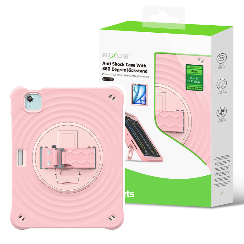 Rixus RXTC08 Anti Shock Case For iPad 10 10.9" (2022), iPad 11 (2025) Cherry Blossoms Pink