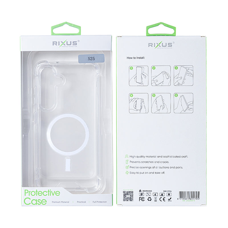 Rixus Anti-Burst Case With MagSafe For Samsung Galaxy S25 S931B Transparent