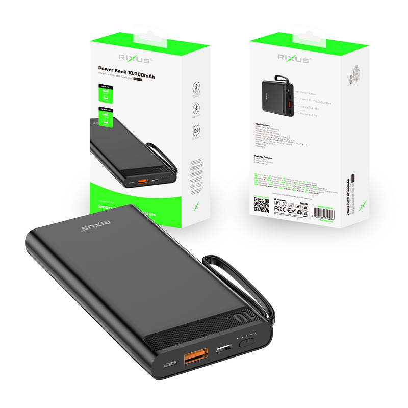 Rixus RXPB51 High Capacity Powerbank 10000 mAh 22.5W Black