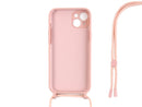 Rixus For iPhone 15 Plus TPU Necklace Cord Cover Pink