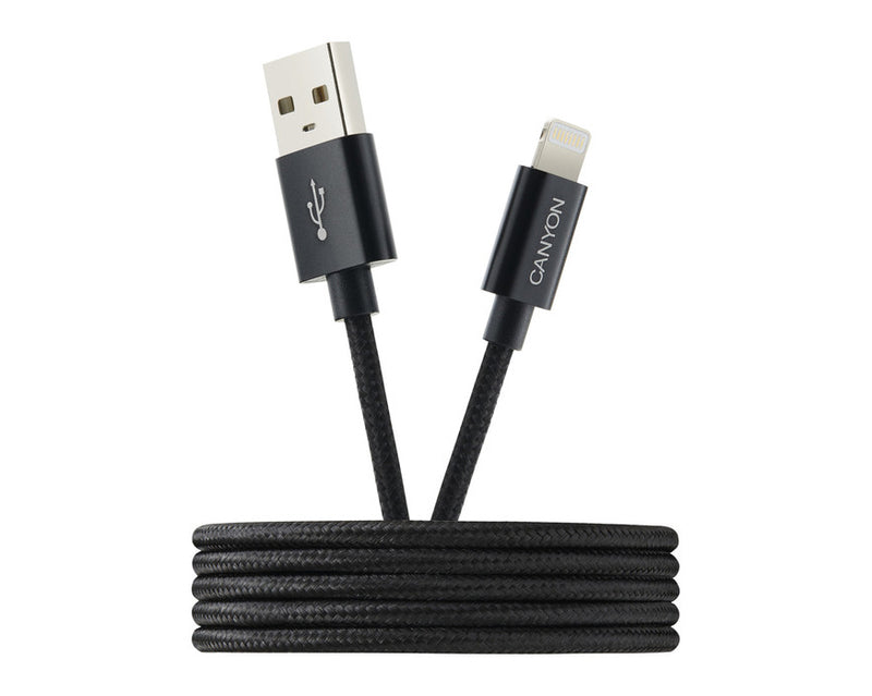 Canyon CFI-3 Câble USB vers Lightning 5W 1Mtr tressé Noir