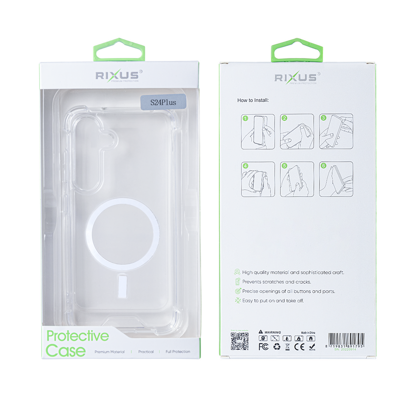 Rixus For Samsung Galaxy S24 Plus 5G S926B Anti-Burst Case With MagSafe Transparent