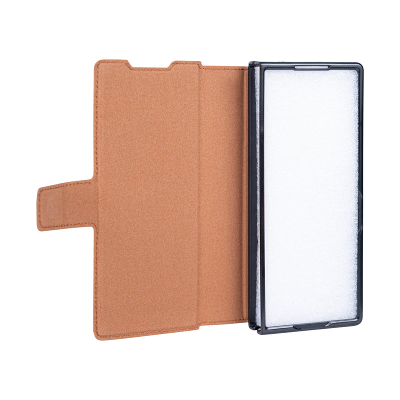 Rixus Wallet Case For Samsung Galaxy Z Fold 4 With Pen Holder Brown