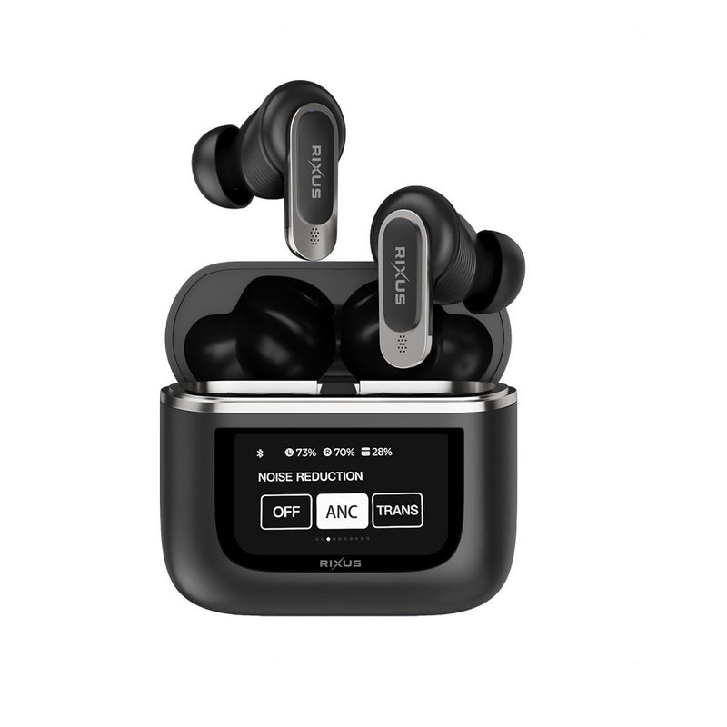 Rixus RXBH23 Wireless Travel Pro Earphone With Touch Screen Display Black