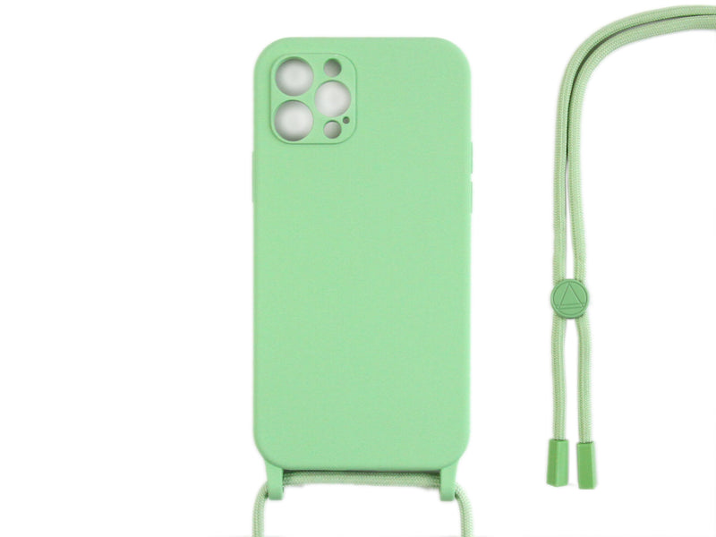 Rixus Pour iPhone 14 Pro TPU Necklace Cord Cover Matcha