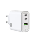 Rixus RXHC67 65W GaN Multi Port Power Adapter White