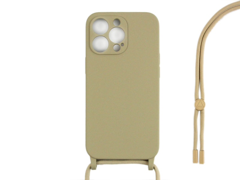 Rixus For iPhone 13 Pro TPU Necklace Cord Cover Gold