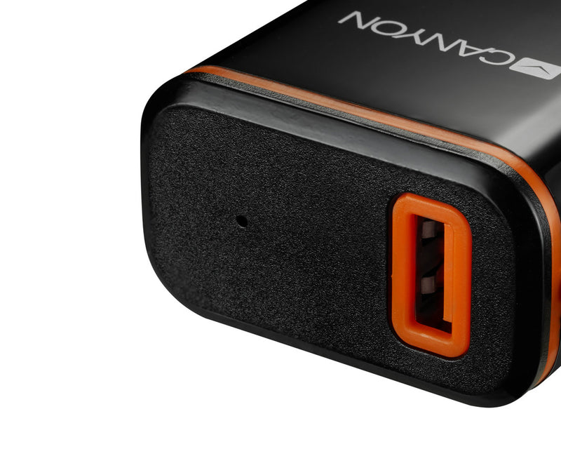 Canyon Cargador de pared H-042 USB-A2.1A + USB-C Negro Naranja