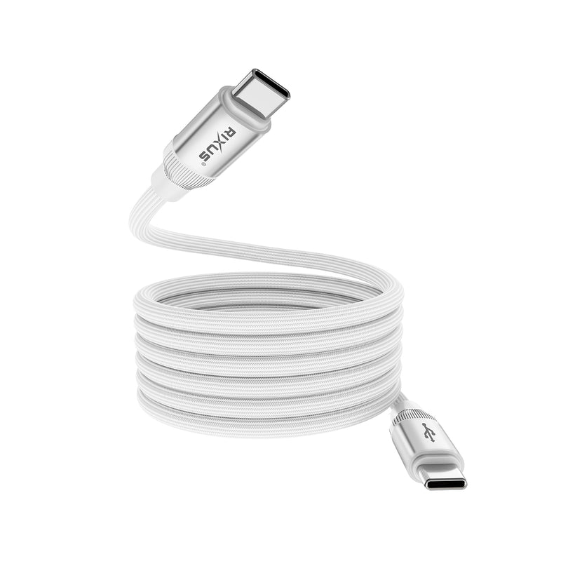 Rixus RXUC59C Magnetic Charging Cord USB-C To USB-C 100CM 60W White