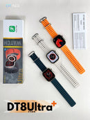 DTNO 1 DT8 Ultra Plus Smart Watch With Orange Strap Silver