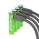 Rixus RXAA07 Rechargeable AAA Battery 880mWh With USB-C Cable 4-Pack