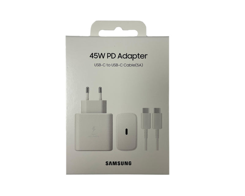 Samsung cargador rápido USB-C 45W con cable 1m blanco caja original de venta al público