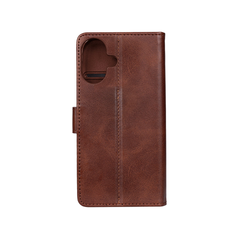 Rixus Bookcase For iPhone 16 Plus Brown