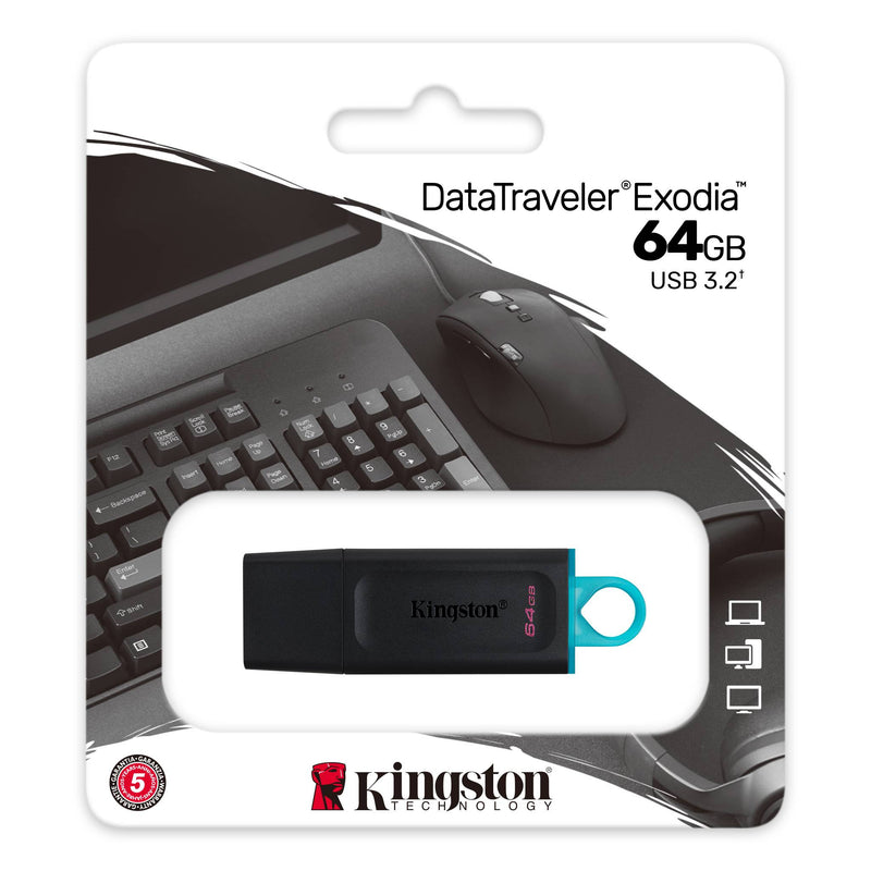 Kingston 64GB DataTraveler Exodia Black + Teal USB3.2 Gen 1 Flash Drive