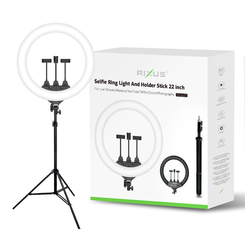 Rixus RXLG22 Selfie Ring Light And Holder Stick 22 inch