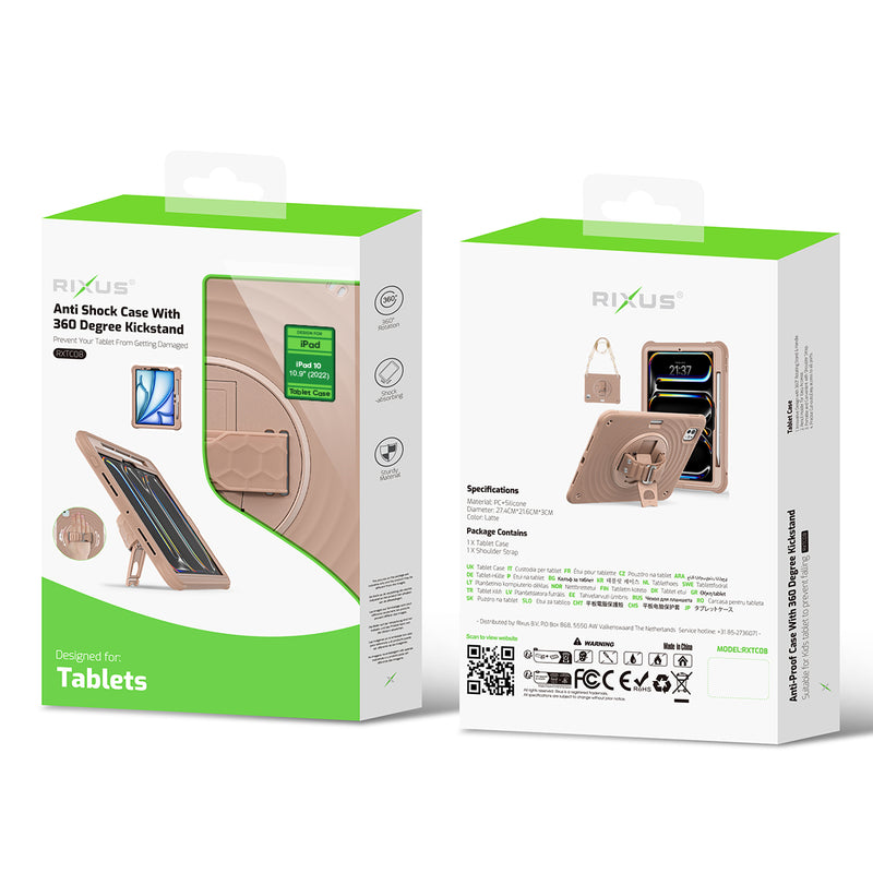 Rixus RXTC08 Anti Shock Case For iPad 10 10.9" (2022), iPad 11 (2025) Latte