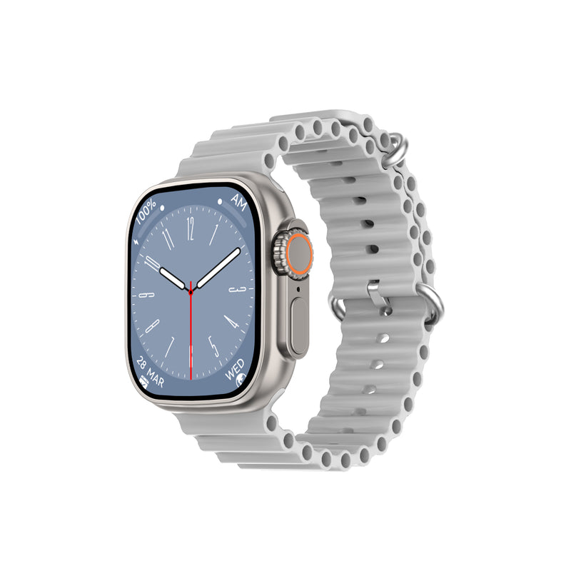 DTNO 1 DT8 Ultra Plus Smart Watch With Gray Strap Silver