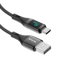 Rixus RXUC28AC Braided USB To USB-C Cable With LED Display 100CM Black