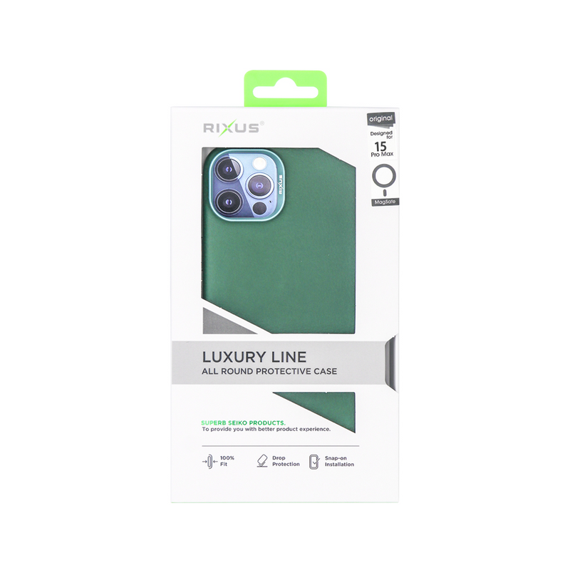 Coque Rixus pour iPhone 15 Pro Max Classic 02 avec MagSafe Vert