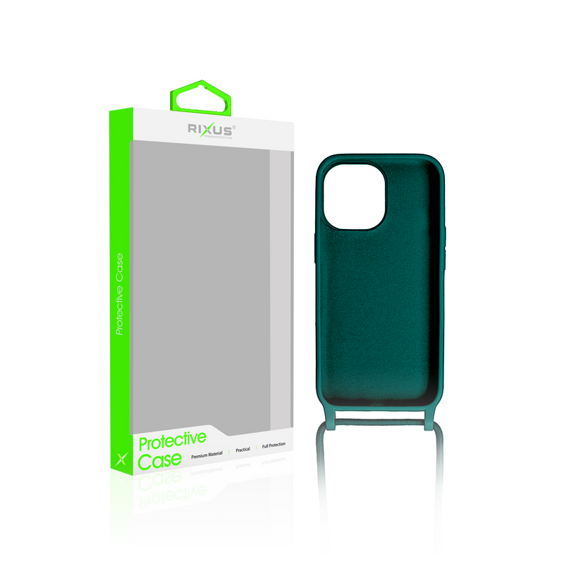 Rixus Pour iPhone 15 Pro Max TPU Cover Cordon Collier Vert Foncé