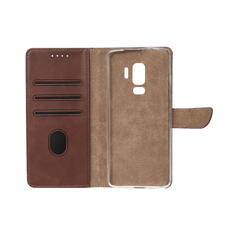 Rixus Bookcase For Samsung Galaxy S9 G960F Brown