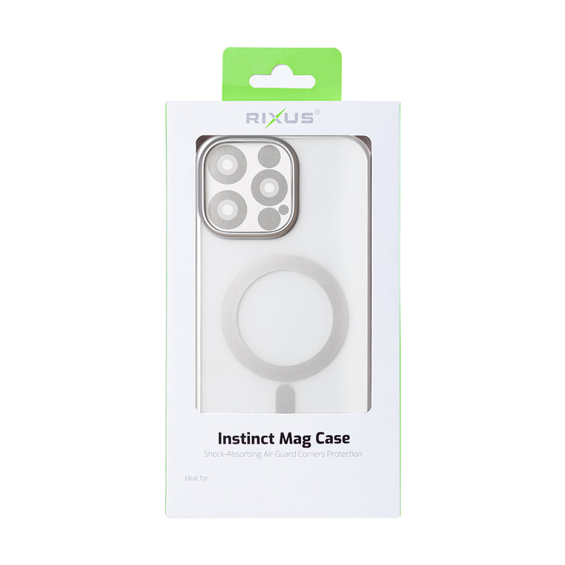 Rixus Instinct Mag Case For iPhone 12, 12 Pro Silver