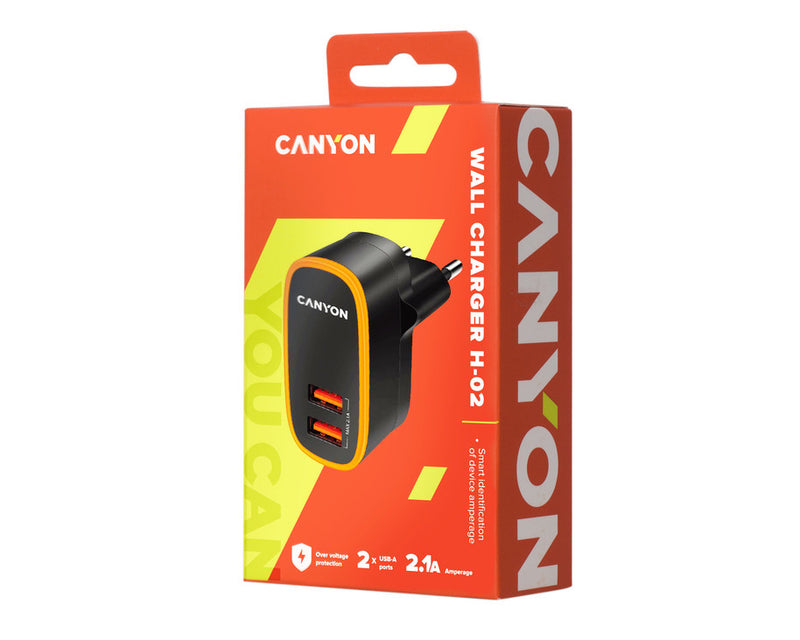 Canyon Chargeur mural H-02 2x USB -A 2.4A Noir