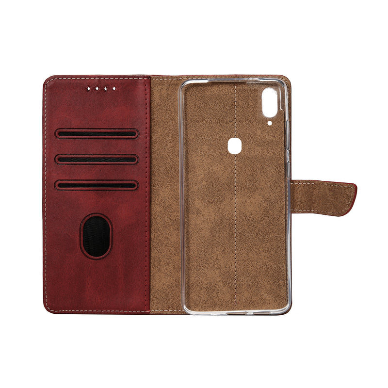 Rixus Bookcase For Samsung Galaxy A40 A405F Dark Red