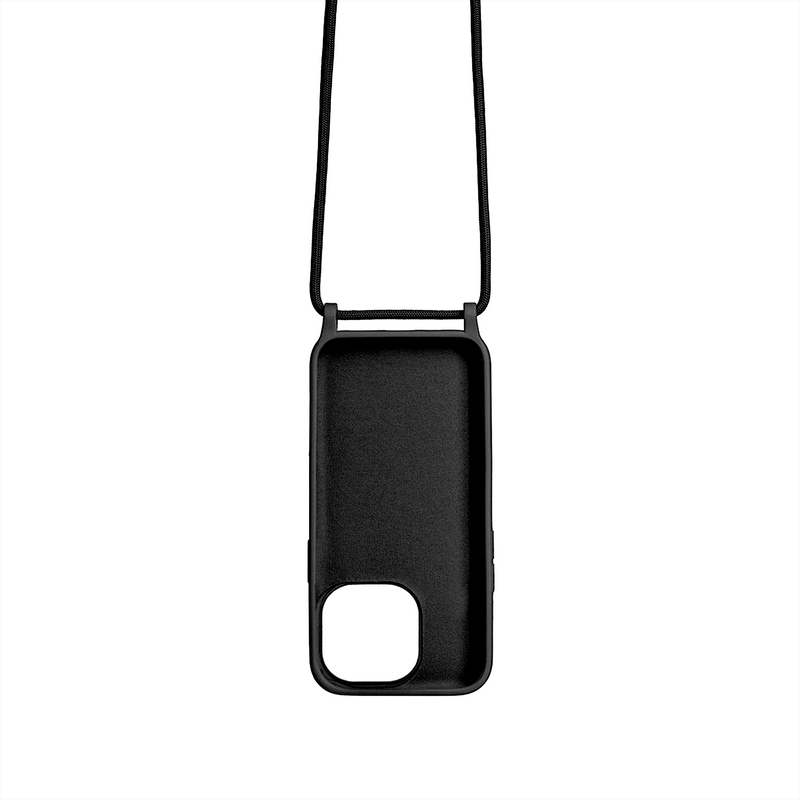 Rixus For iPhone 14 Plus TPU Necklace Cord Cover Black