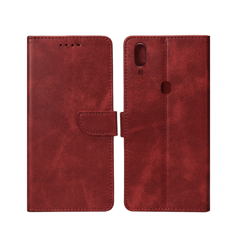 Rixus Bookcase For Samsung Galaxy A40 A405F Dark Red