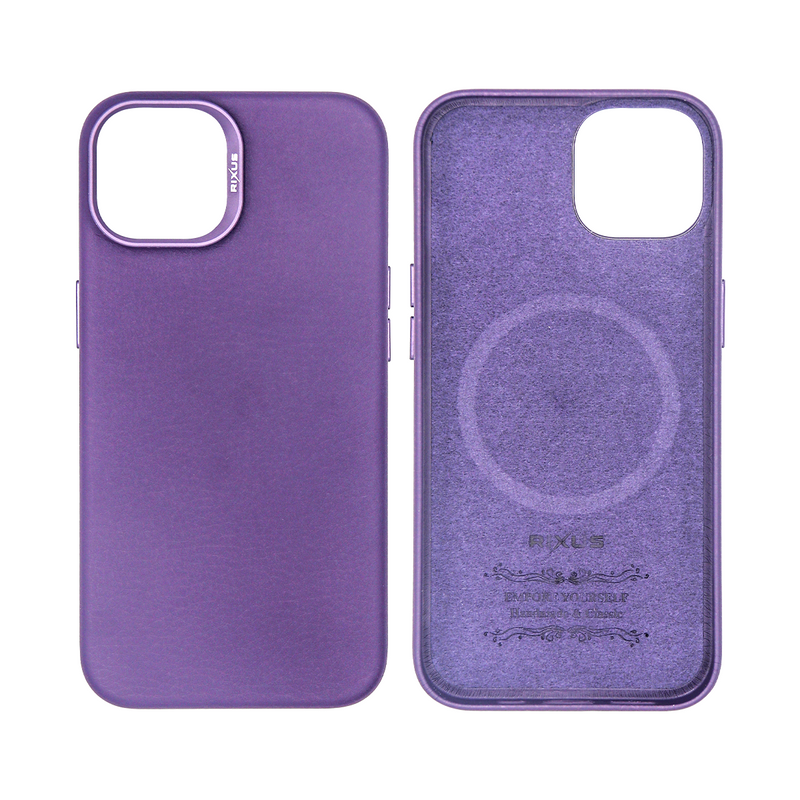 Rixus Para Funda para iPhone 15 Plus Classic 02 con MagSafe Morado